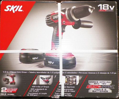 SKIL Heavy Duty 1/2&#034; 18V 2-Speed Cordless Drill /Driver  Two Batteries NEW