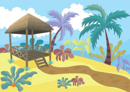 30 Personalized Return Address Beach Palm Trees Buy 3 get 1 free (bp65)