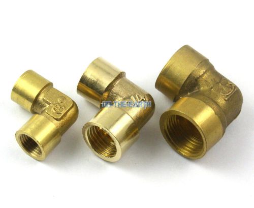 5 brass 3/8&#034; bsp female elbow pipe fitting fuel air gas water hose connector for sale
