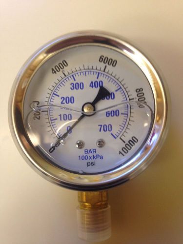 0-10,000 psi liquid filled pressure gauge pic brand 1/4npt bottom mount 2 1/2 for sale