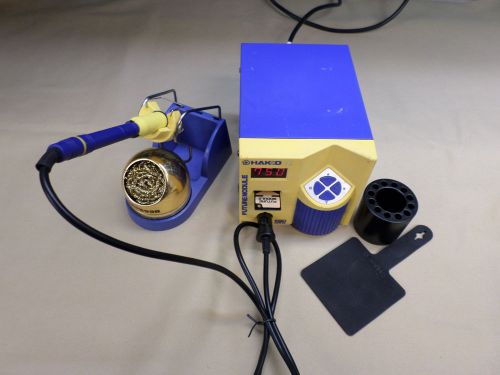 Hakko fm-202 soldering system, control card, new fm2028 iron, tip, holder &amp; pad for sale