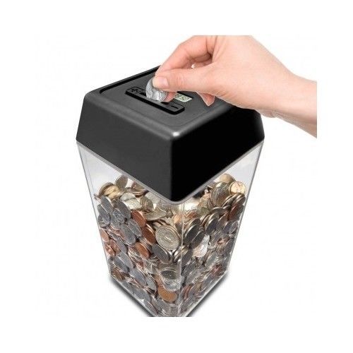Digital Coin Counter Kids Piggy Bank LCD Display Jar Counting Money Savings Box