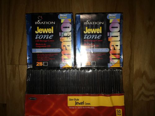 100 New CD jewel cases 50 Imation Slim Colored and 50 Belkin