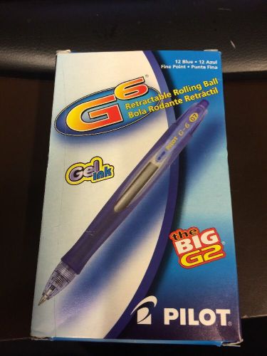 Only 10 Not 12 Pens. Pilot G6 Retractable Blue Gel Ink Pen Fine 31402