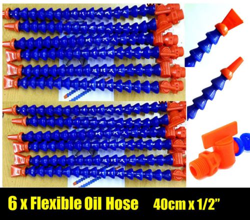 6 x Flexible Plastic Water Oil Coolant Pipe Hose duq for Lathe CNC w Switch 1/2&#034;