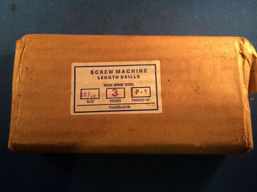 NIB Imported/Yugoslavic 15/16&#034; Screw Machine Drills 3-Pack