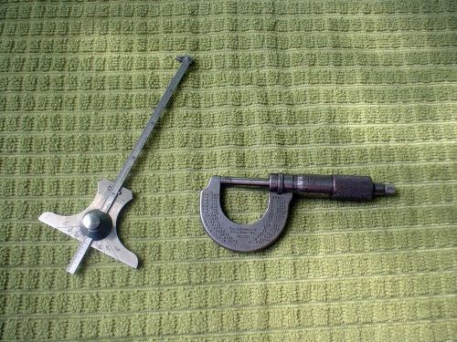 STARRETT MODEL 231..0 TO 1 INCH MICROMETER &amp; NO 236 ANGLE GUAGE..VINTAGE..NICE