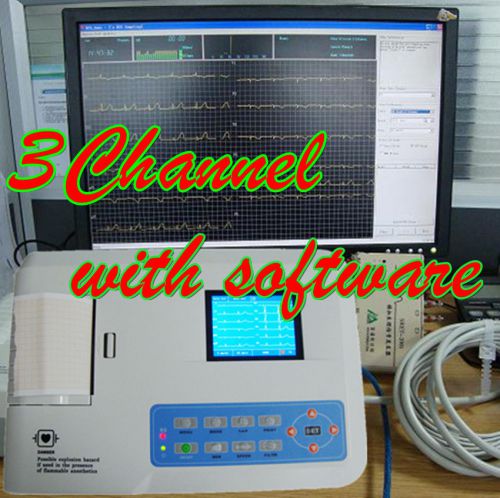New version Portable Digital 3-ch Electrocardiograph ECG EKG Machine PC Software