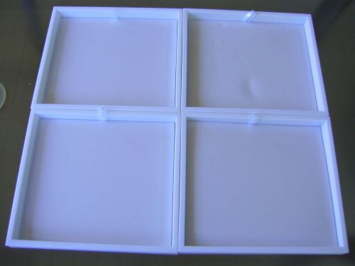 Jewelry Half Size Utility Stackable 1&#034; Tray &amp; Display Pad White ~ SET/4