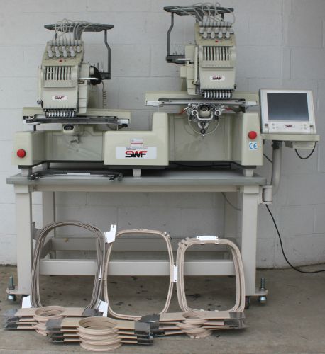 SWF B-T902D SWF/B-T902D DUAL FUNCTION 2 HEAD 9 COLOR EMBROIDERY MACHINE w/ HOOPS