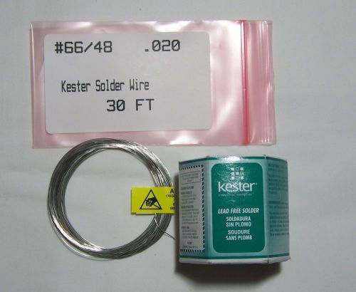 30 ft - length, kester solder wire lead free #66/48 (.020dia), pn 24-7068-1401 for sale