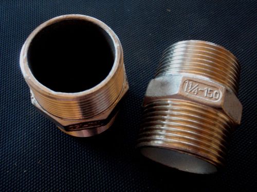 Stainless steel hex close nipple 1 1/4&#034; npt pipe hn-125 for sale