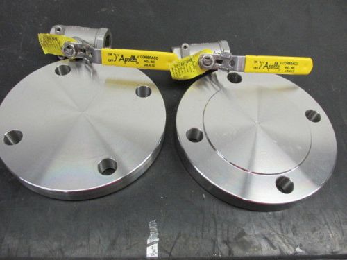 Lot of 2 ea tube-line a182/sa182 raised flanges with 2 ea conbraco 1&#034; shut offs for sale