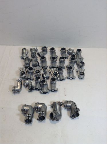 Assorted Lot of 30 Electical Clamp Connectors 90 Degree