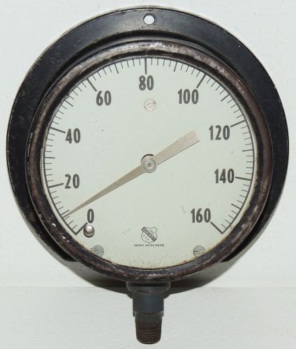 Vintage ASHCROFT PRESSURE GAUGE 5 3/4&#034; 160 PSI Steampunk Gas Station Industrial