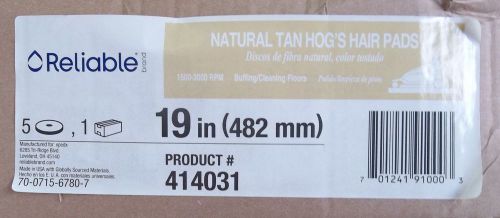3M Reliable 19&#034; Natural Tan Hog&#039;s Hair Buffing Pads - Box of 5