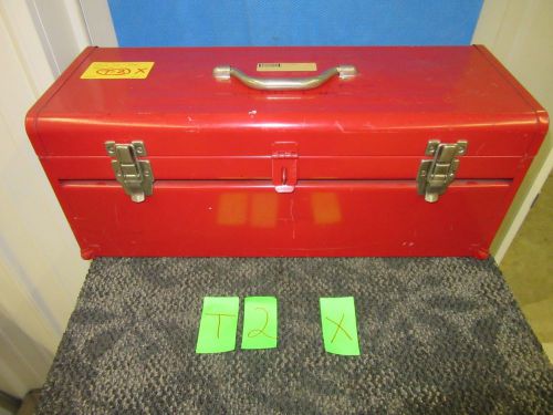 STACK ON RED TOOL BOX CHEST MILITARY SURPLUS TRAY METAL 22X9X9 LOCK USED
