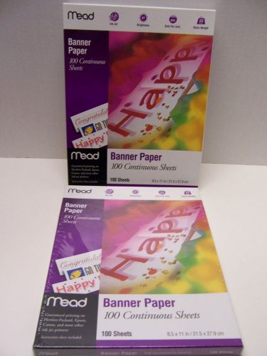 Lot of 2 Mead Ink Jet Printer 100 Continuous Sheet  Banner Paper 8.5 x 11 NEW