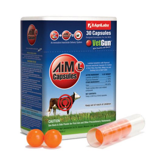 VetGun VetCaps 30 Aim-L GelCaps Cattle Insecticide 30 count Gel Filled Soft Caps