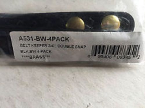 Aker Leather A531-BP 4PACK Double Snap 0.75&#034; Belt Keeper Plain Black 4 Pack