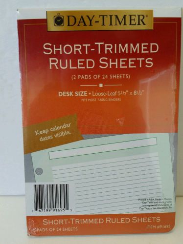Day Timer Short Trimmed Ruled Sheets Desk Size 48 Sheets, Item# 91695