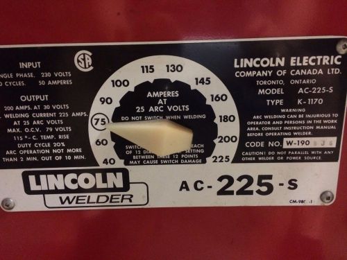 Lincoln arc welder ac-225 for sale