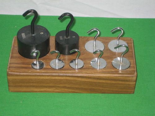 Set of nine (9) mass calibration hooked stainless steel iron enamel for sale