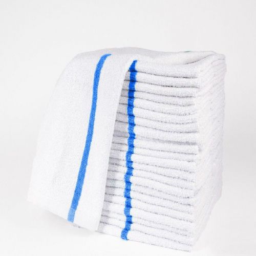 12 new cotton blue stripe terry restaurant bar mops premium kitchen towels 34oz for sale