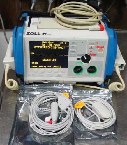 Zoll m series monitor paddles  pacing  spo2 3 lead ecg   887 for sale