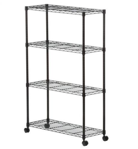 4-shelf 36 in. w x 54 in. h x 14 in. d steel mobile shelving unit in black new for sale