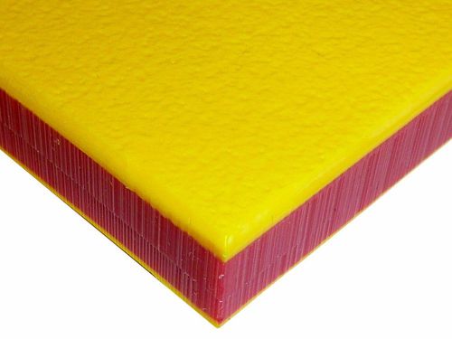 3/4&#034; Yellow/Red Playground Engraving Plastic Textured UV HDPE .750&#034; x 12&#034; x 48&#034;