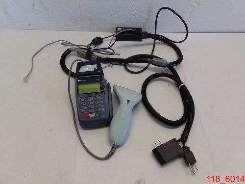 Used verifone omni 5100 9vx510 credit card terminal w/ bar code reader scanner for sale