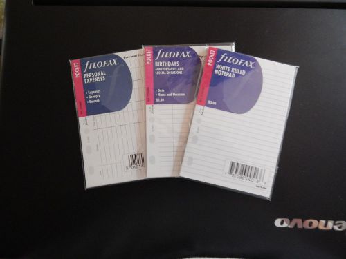 Filofax Pocket Size Organiser Refill Inserts White Notepad, Birthdays &amp; Expenses