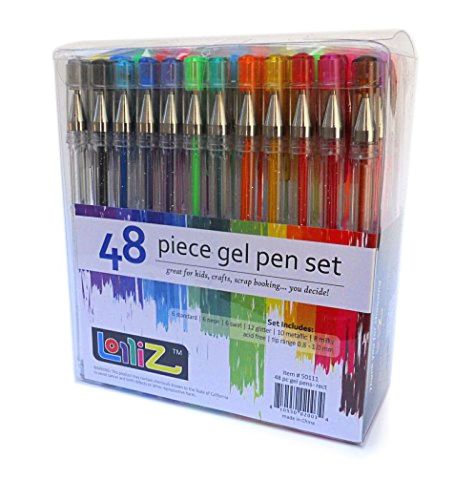 LolliZ Gel Pens 48 Gel Pen Tray Set Draw Color Doodle Write! NEW Free Shipping