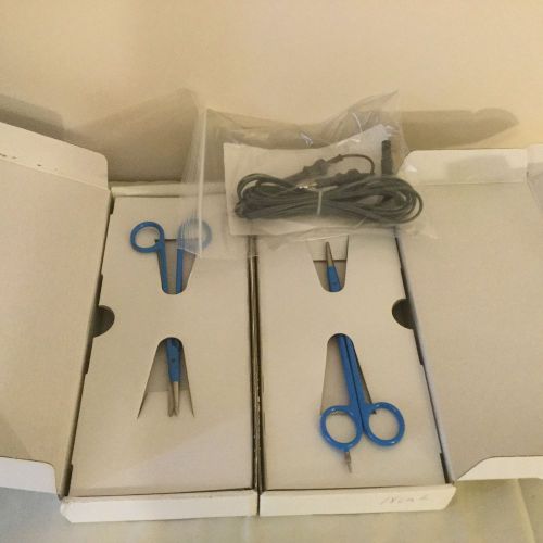 New Surgical PowerStar Bipolar Electrosurgical Scissors,w/ Bipolar Cord,set of 2