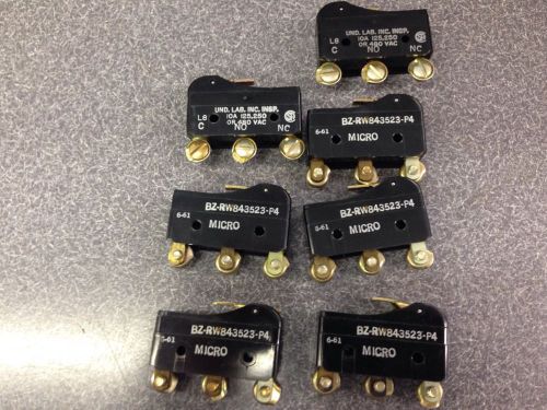 LOT OF 7  BZ-RW843523-P4 Micro Limit Switch 125 250 480 VAC