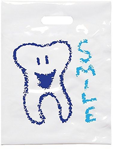 Practicon 1109645 Smile Tooth Patient Care Bags, 9&#034; x 12&#034; (Pack of 100)