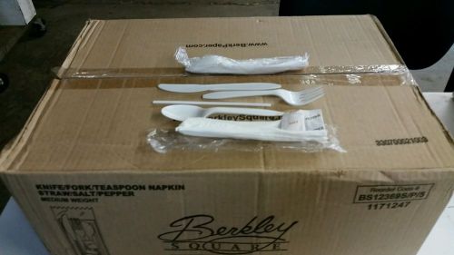 Individually wrapped cutlery sets 500 ct knife/fork/spoon/napkin/straw/salt&amp;pepp for sale