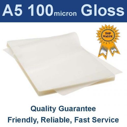 A5 laminating pouches film  100 micron gloss (pk 100) for sale