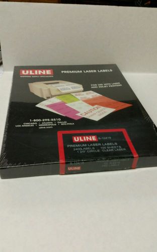 Uline S-5489 1 2/3&#034; Circle CLEAR LASER 24 Labels Per Sheet 2400 Labels NIB