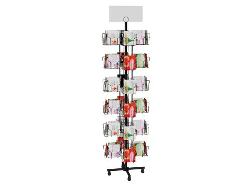 6-tiered greeting card rack for floor, 72 pockets, with sign clip, rotating - bl for sale