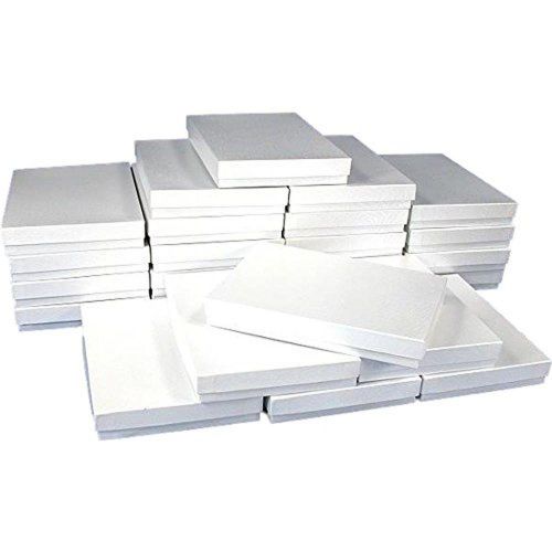 25 White Swirl Cotton Boxes Necklace Jewelry Gift Box Displays 7 1/8&#034;