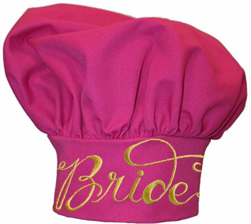 Bride Chef Hat Gold Calligraphy Wed Monogram Get Hot Pink Navy White Purple Now!