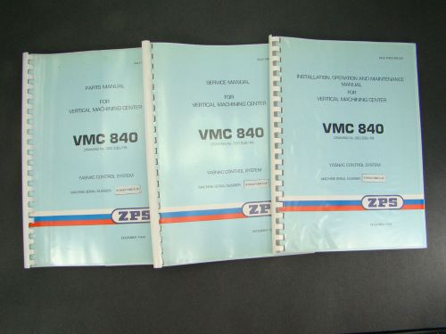 ZPS TAJMAC Vertical Machining Center VMC 840 Manuals Set of 3 #1452, 1453, 1454