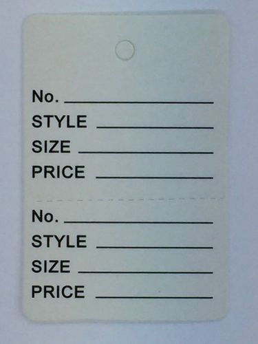 2000 White Clothing Consign Tag Perforated Unstrung Price Merchandise Store Tag