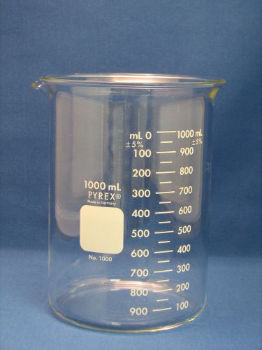 Pyrex graduated griffin beaker 1000ml double scale # 1000 for sale