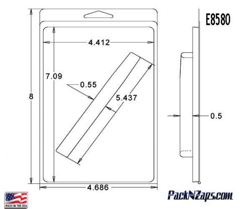 E8580: 300- 8&#034;H x 4.7&#034;W x 0.5&#034;D Clamshell Packaging Clear Plastic Blister Pack