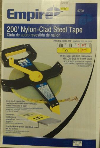Empire levels 6720 200&#039; ny-clad steel open reel tape measure for sale