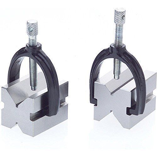 Grizzly H5608 V-Block Pair W/ Clamps 1-5/8-Inch 1 5/8&#034; X 1 1/4&#034; X 1 1/4&#034; 1&#034; Cap