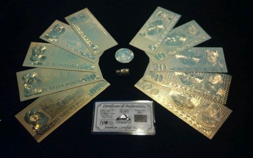~8pc.lot~silver bar+.999 gold german mark-banknote rep.*set(5-100)+coin&amp;flake for sale
